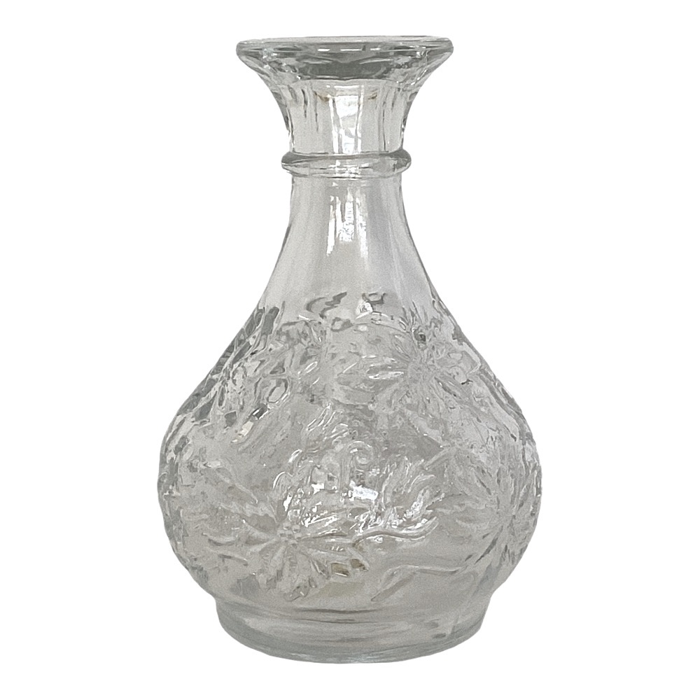 Princess House Bud Vase Vintage Fantasia Floral Poinsettia Pattern Clear Glass